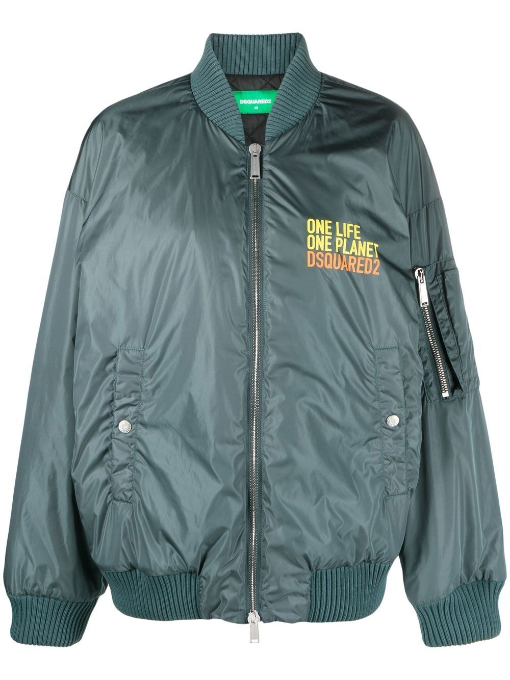 slogan-print bomber jacket - 1