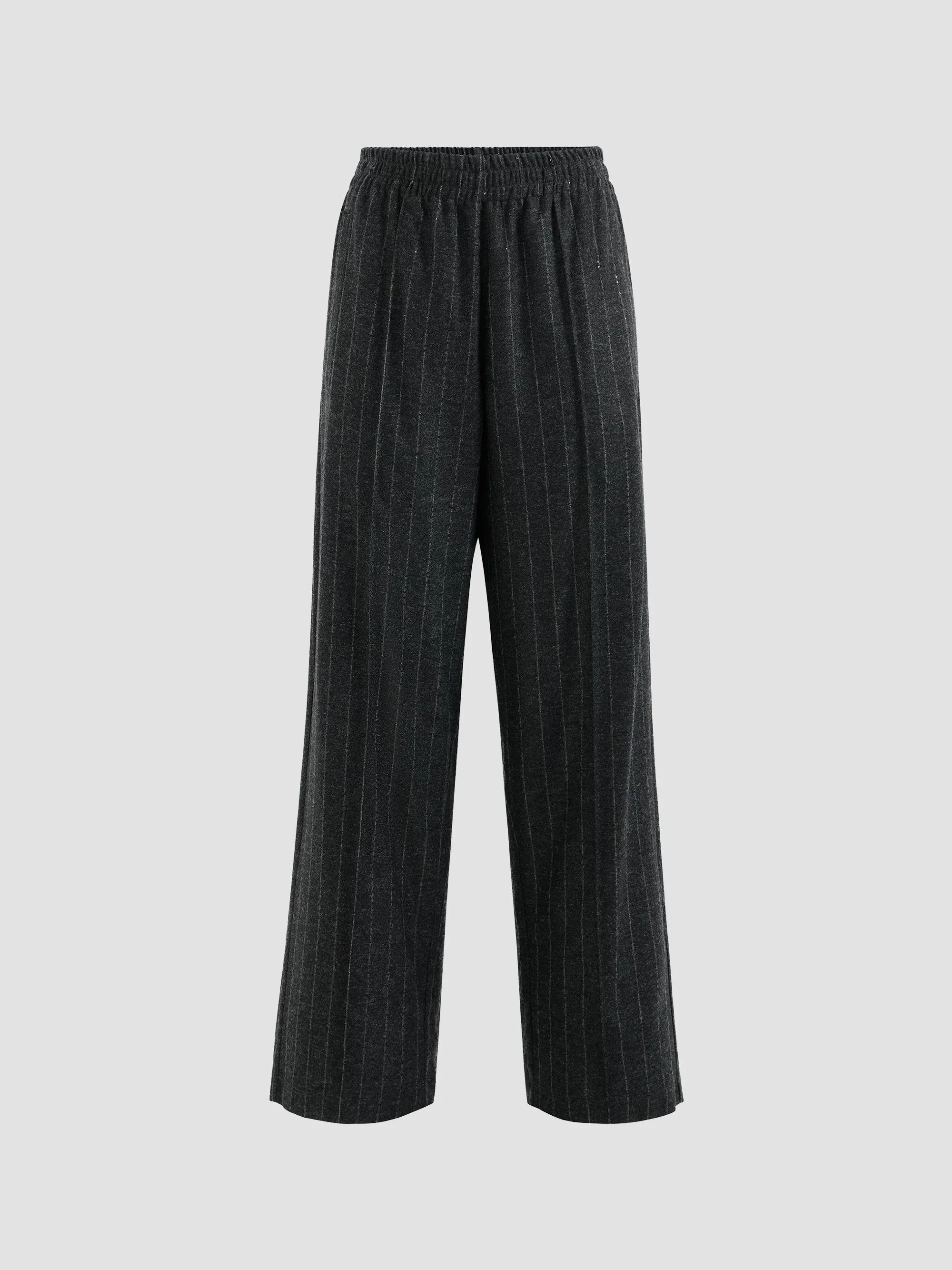Women's Comfort Virgin Wool Dazzling Chalk Stripe Track Trousers - Anthracite - 1