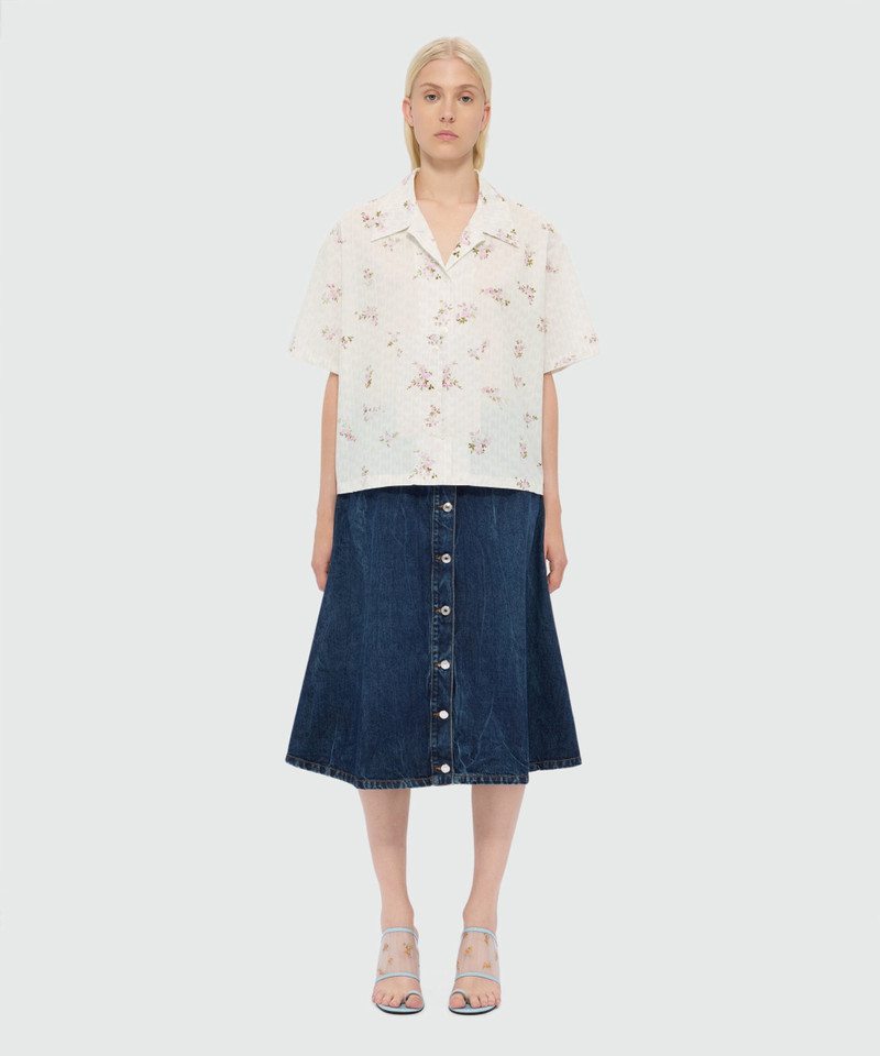 MSGM Off-white cotton poplin shirt with all-over print outlook