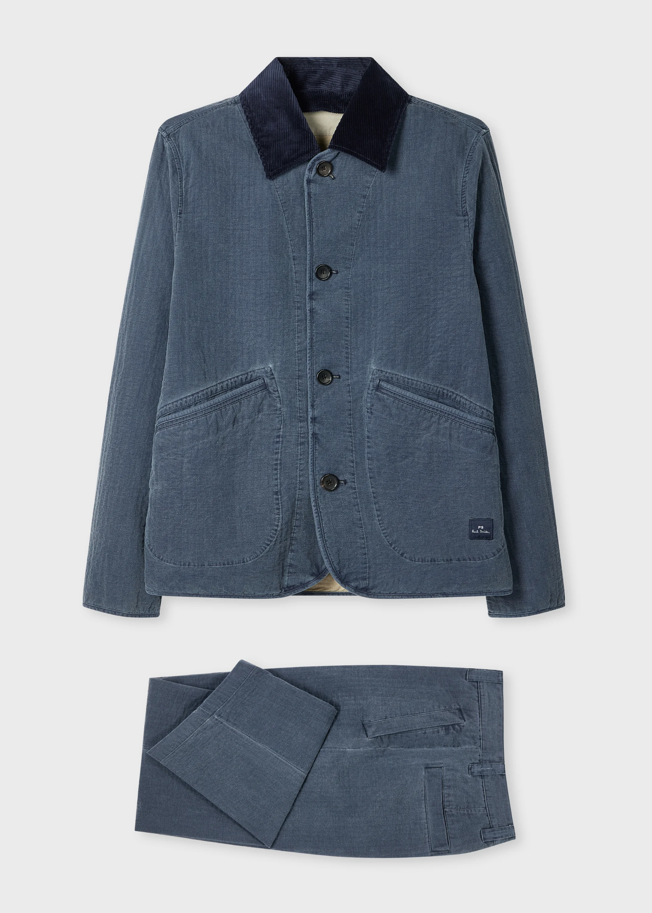 Washed Indigo Self-Quilted Cotton Co-Ord Set - 1