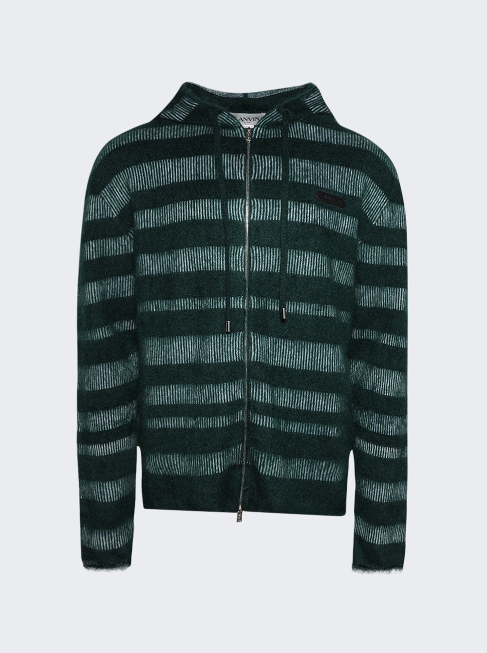 Jacquard Striped Hoodie Forest Green - 1