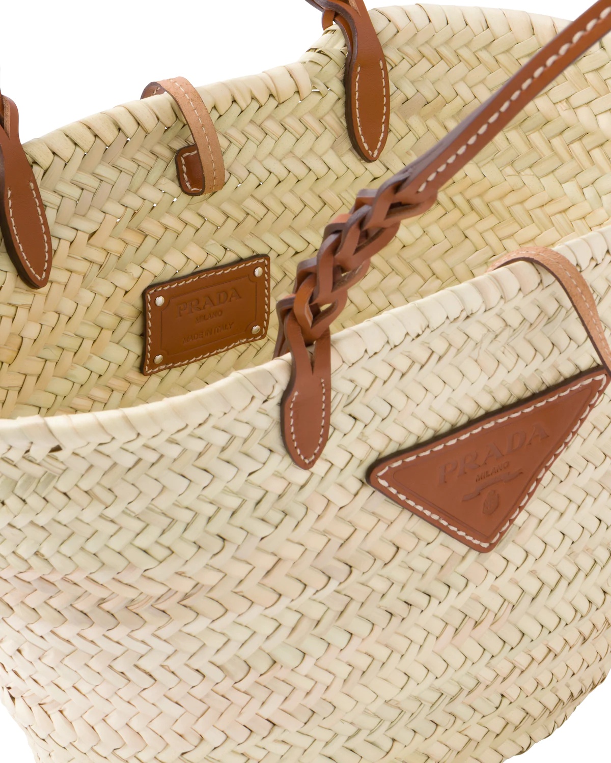 Woven Palm and Leather Tote - 5