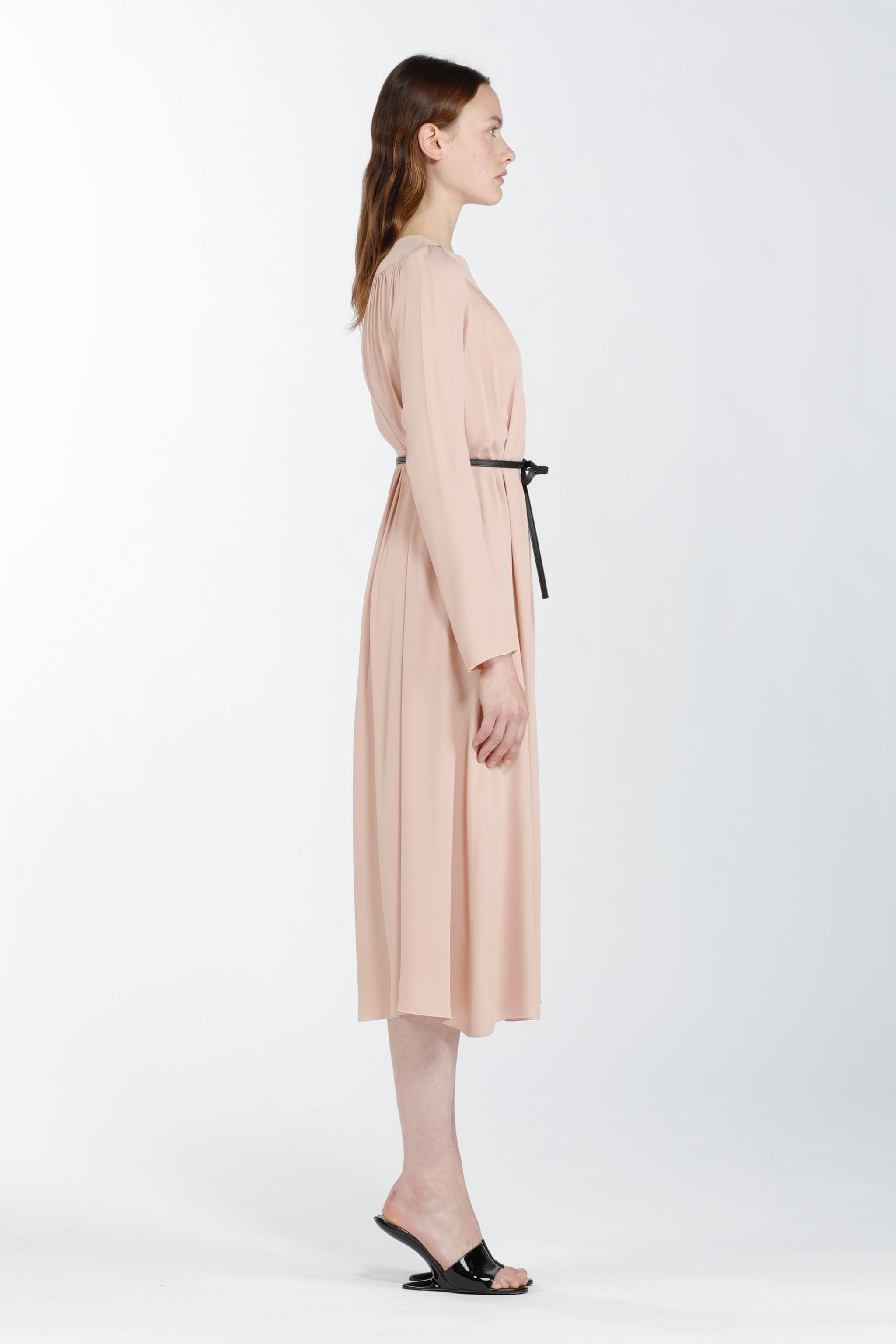 GATHERED BELTED DRESS - 3