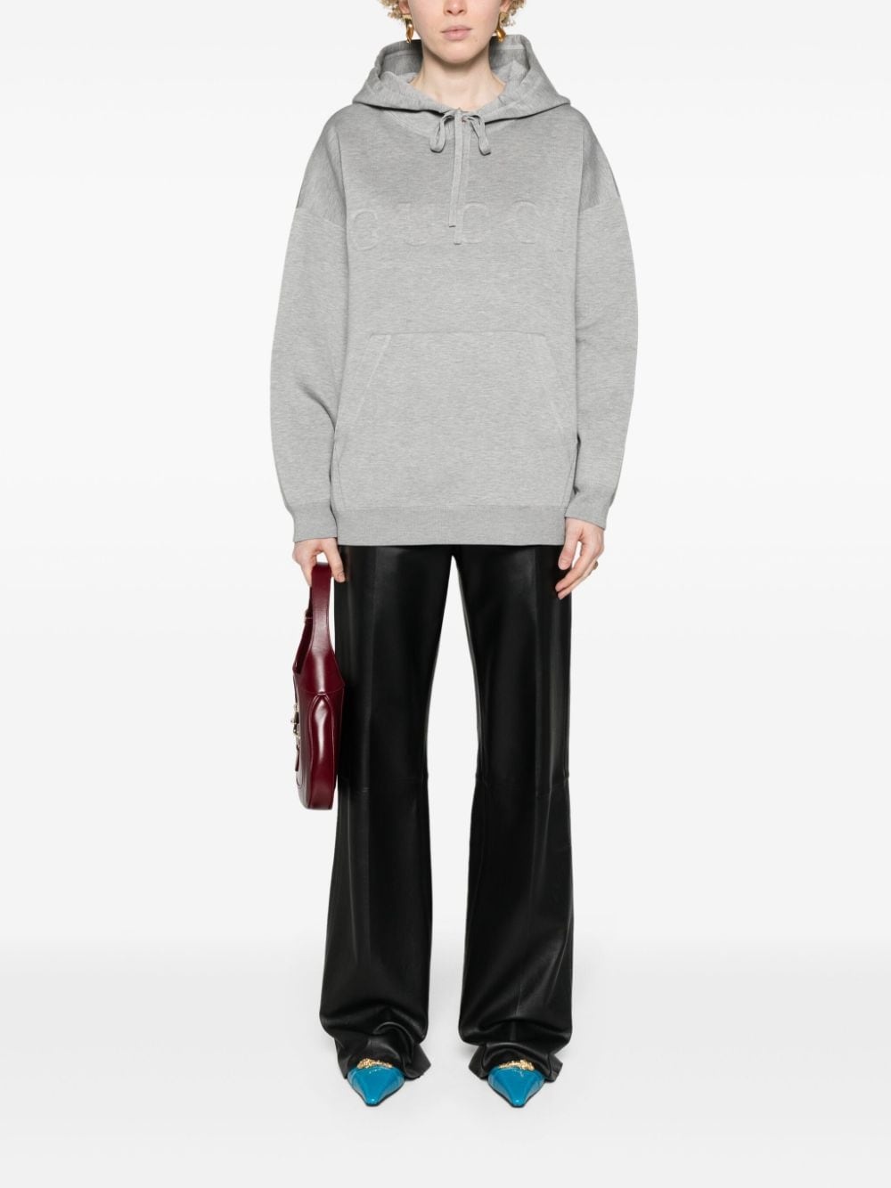 embossed-logo mÃ©lange-effect hoodie - 2