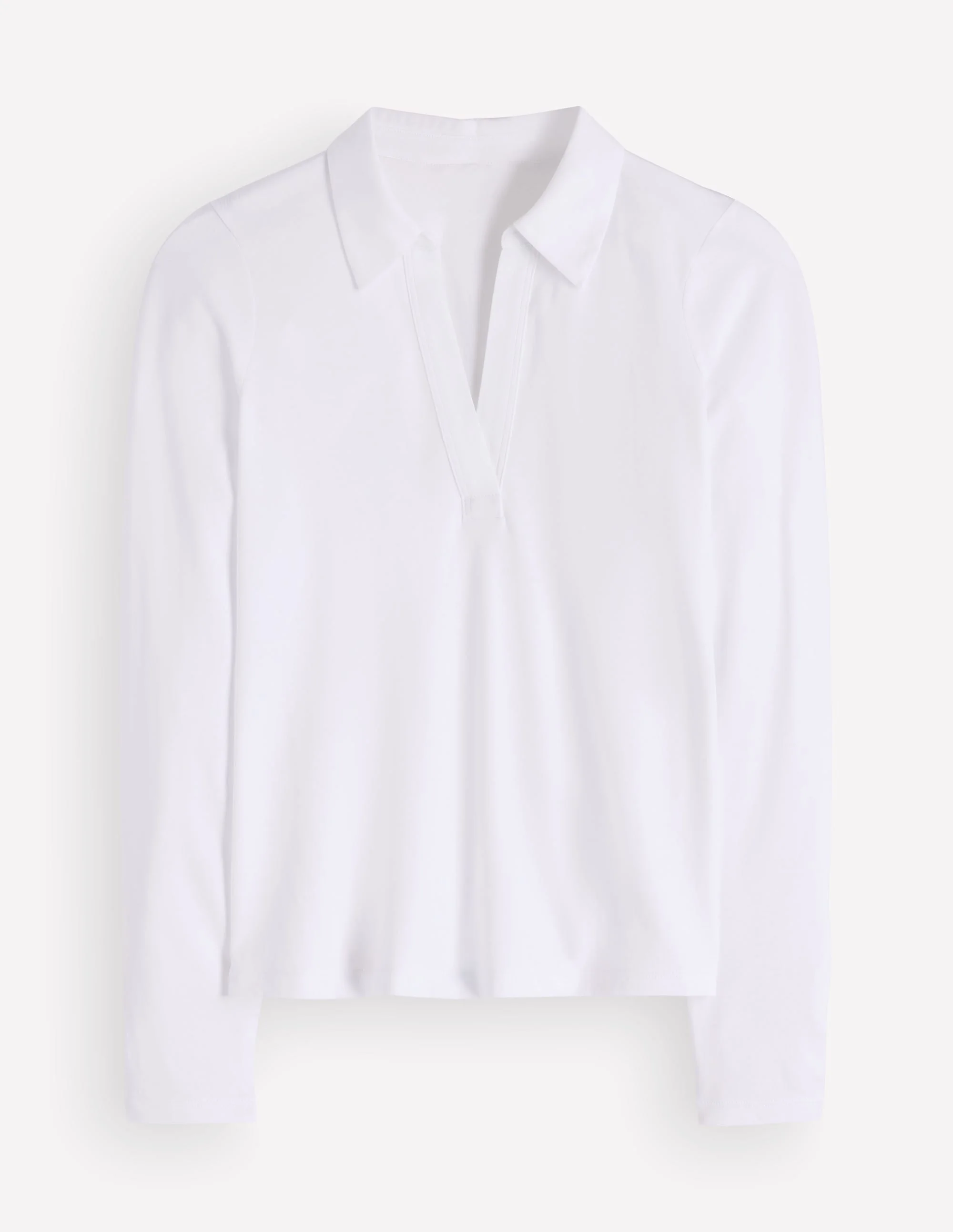 Open Collar Notch Neck-White - 1