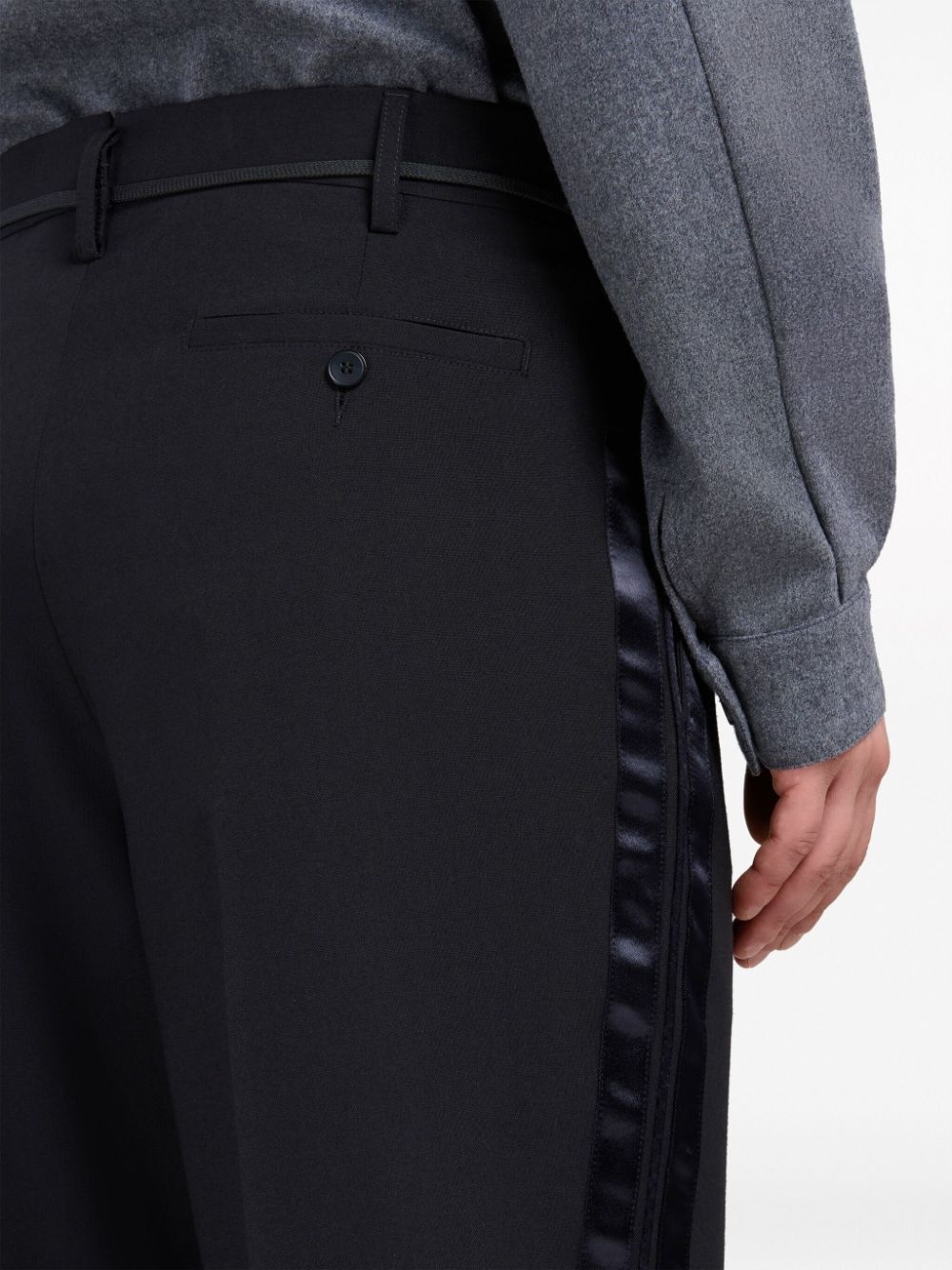 SATIN-STRIPE TRIM TROUSERS - 4