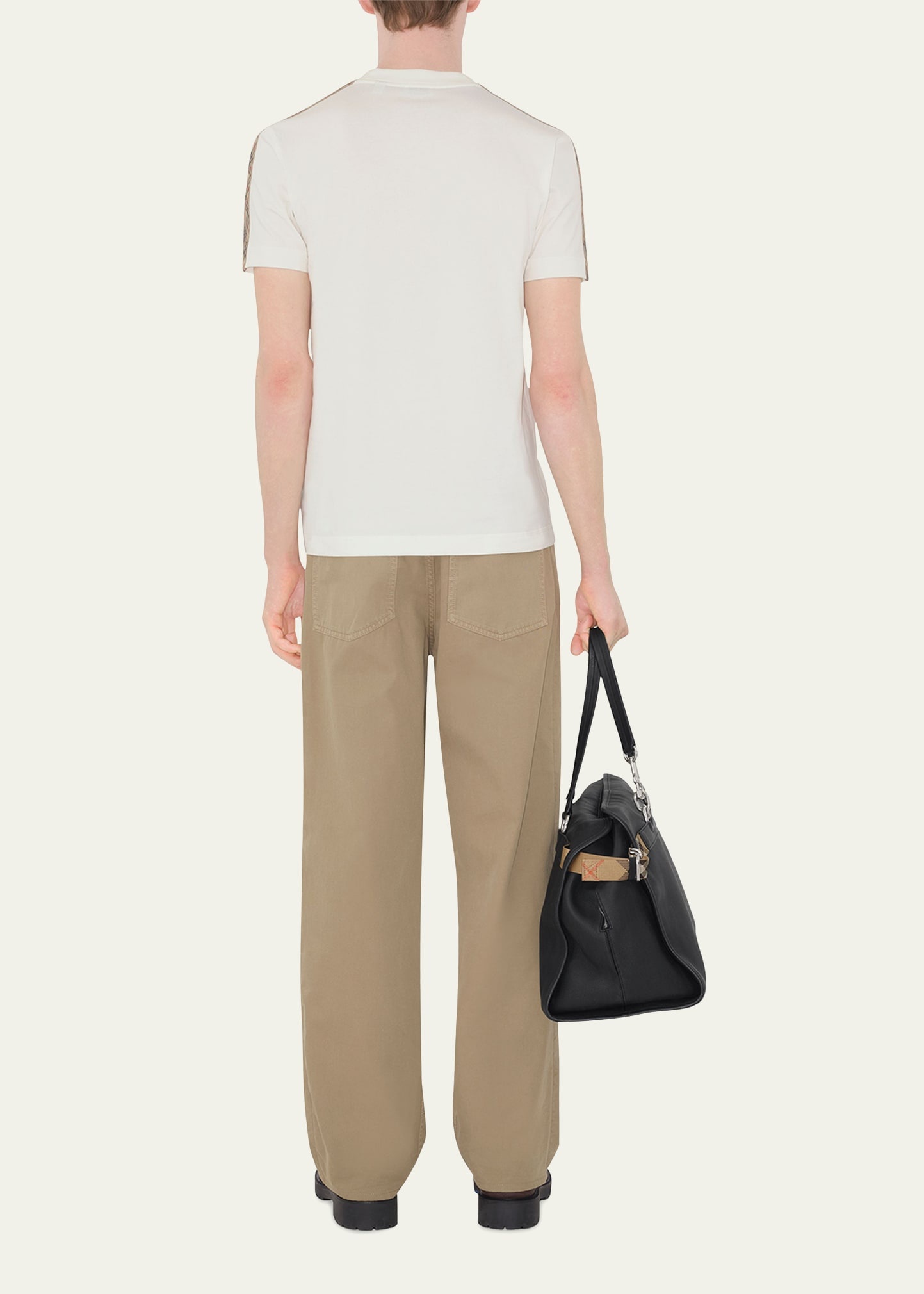Men's Check Shoulder-Tape T-Shirt - 3