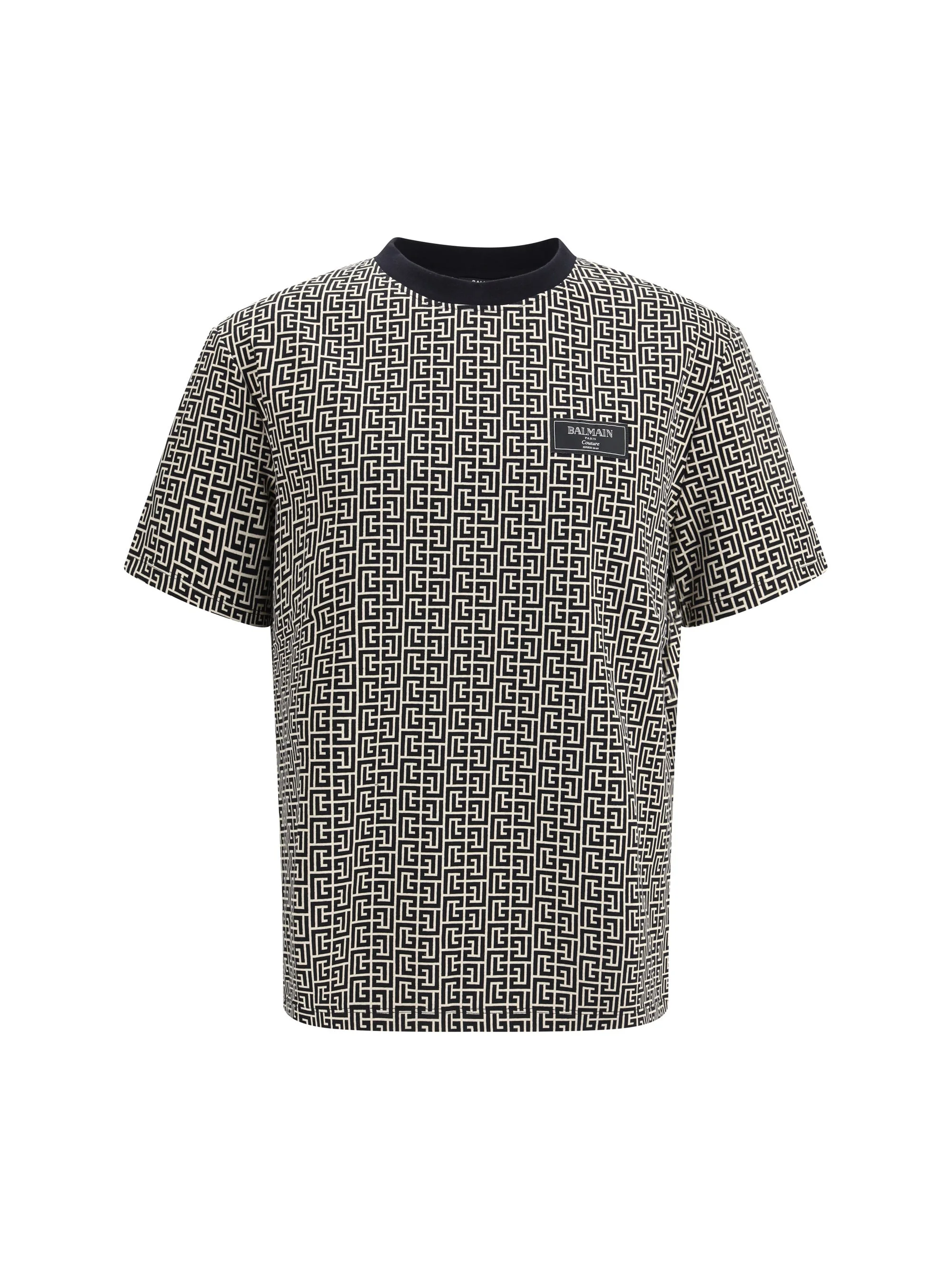Balmain Men Jacquard T-Shirt With Pb Labyrinth Monogram - 1