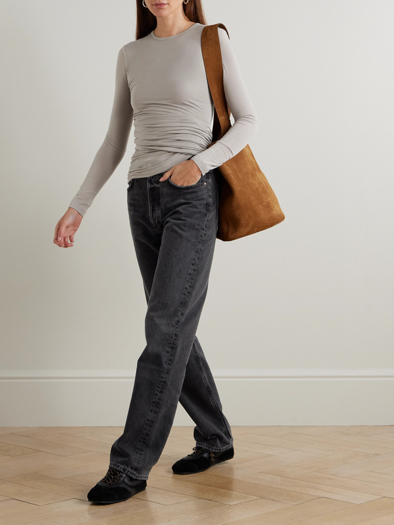 AGOLDE Eve Twist Ruched Draped Stretch-lyocell Jersey Top outlook