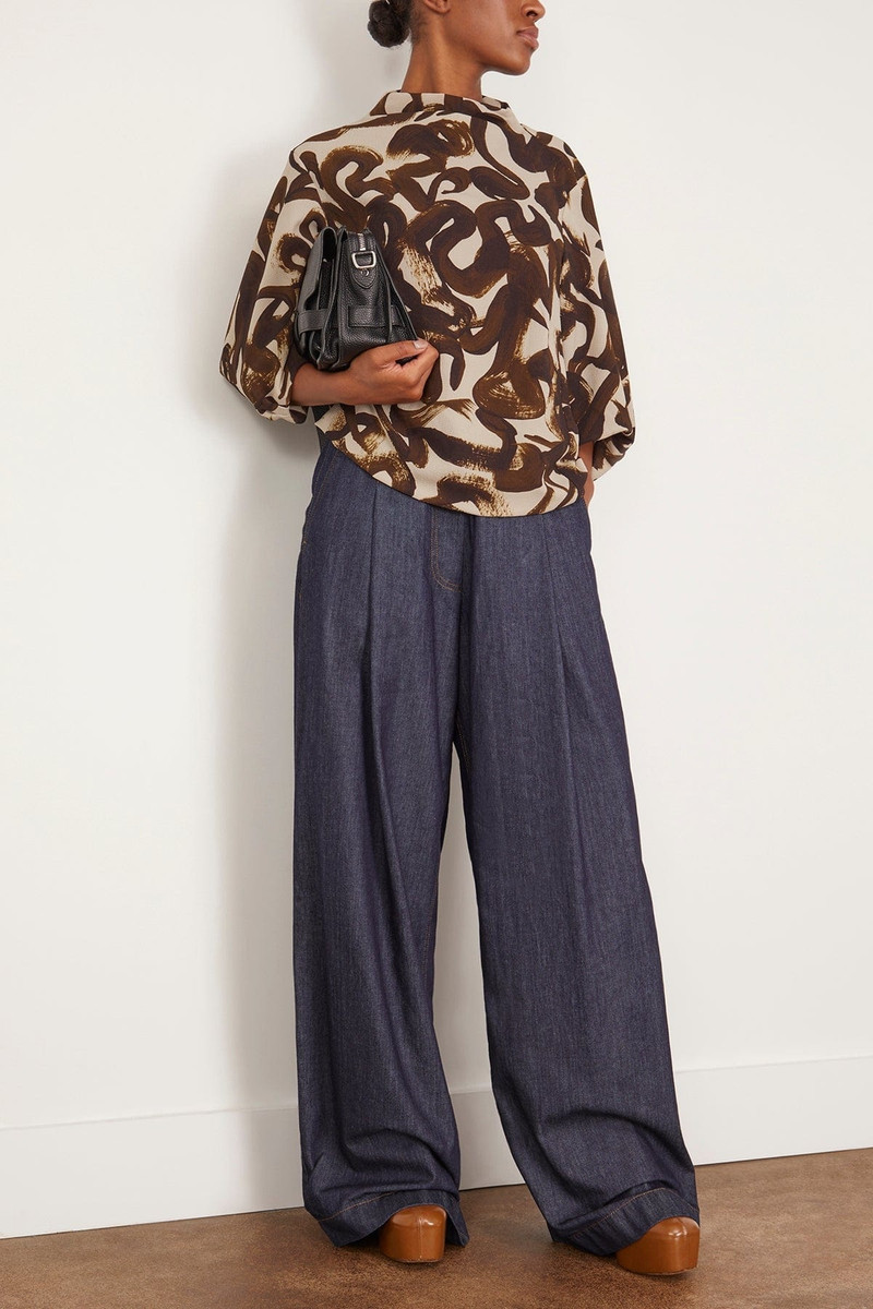 Dries Van Noten Clari Printed Shirt in Brown outlook