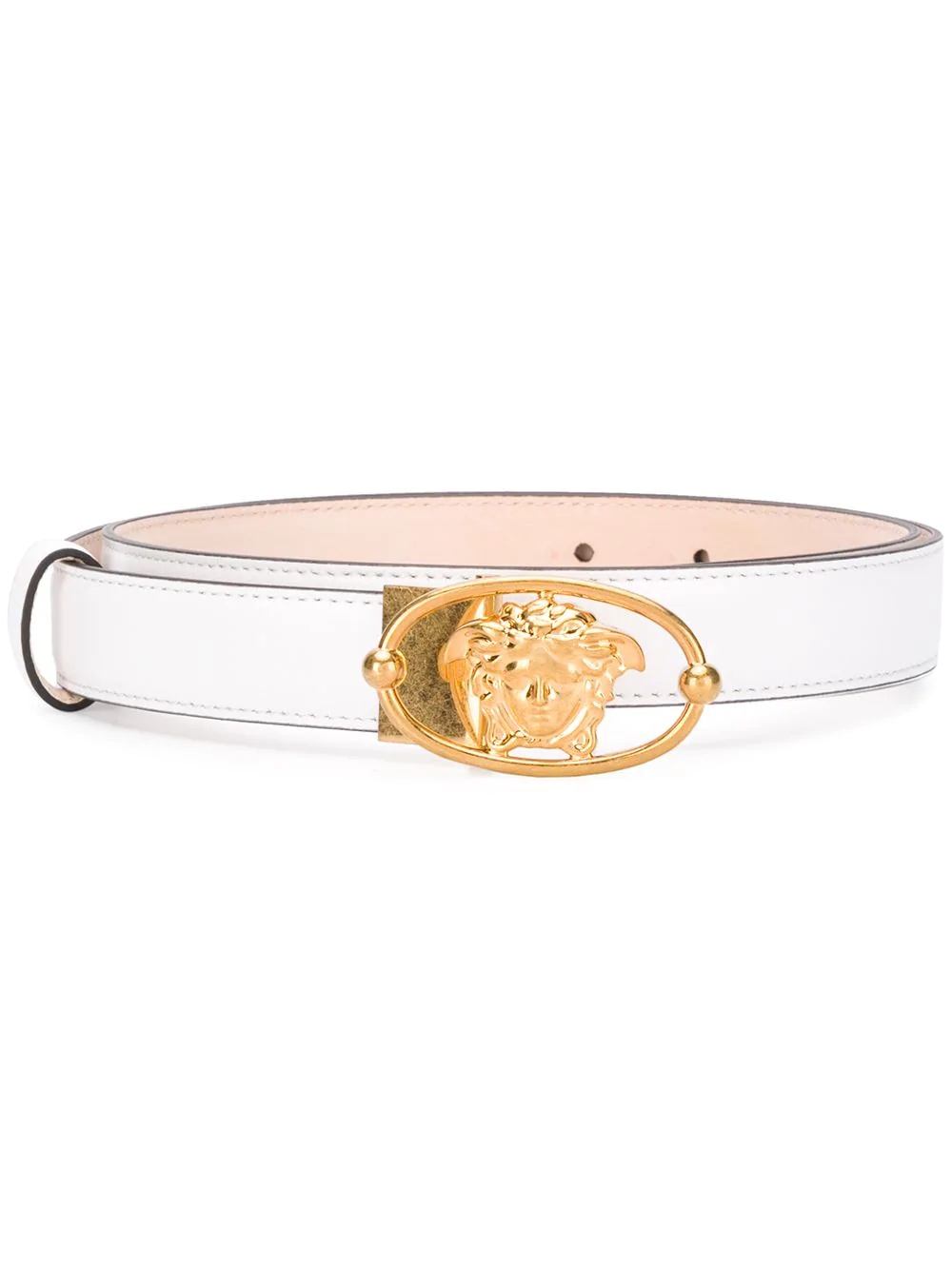 Medusa buckle leather belt - 1