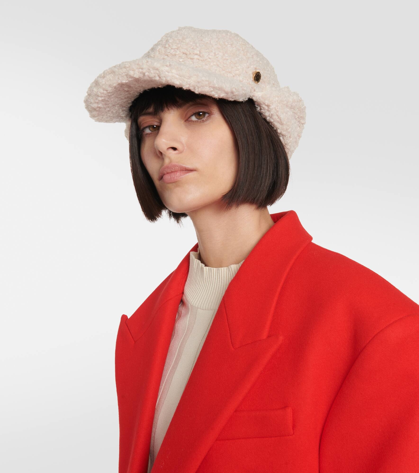 Faux shearling baseball cap - 2