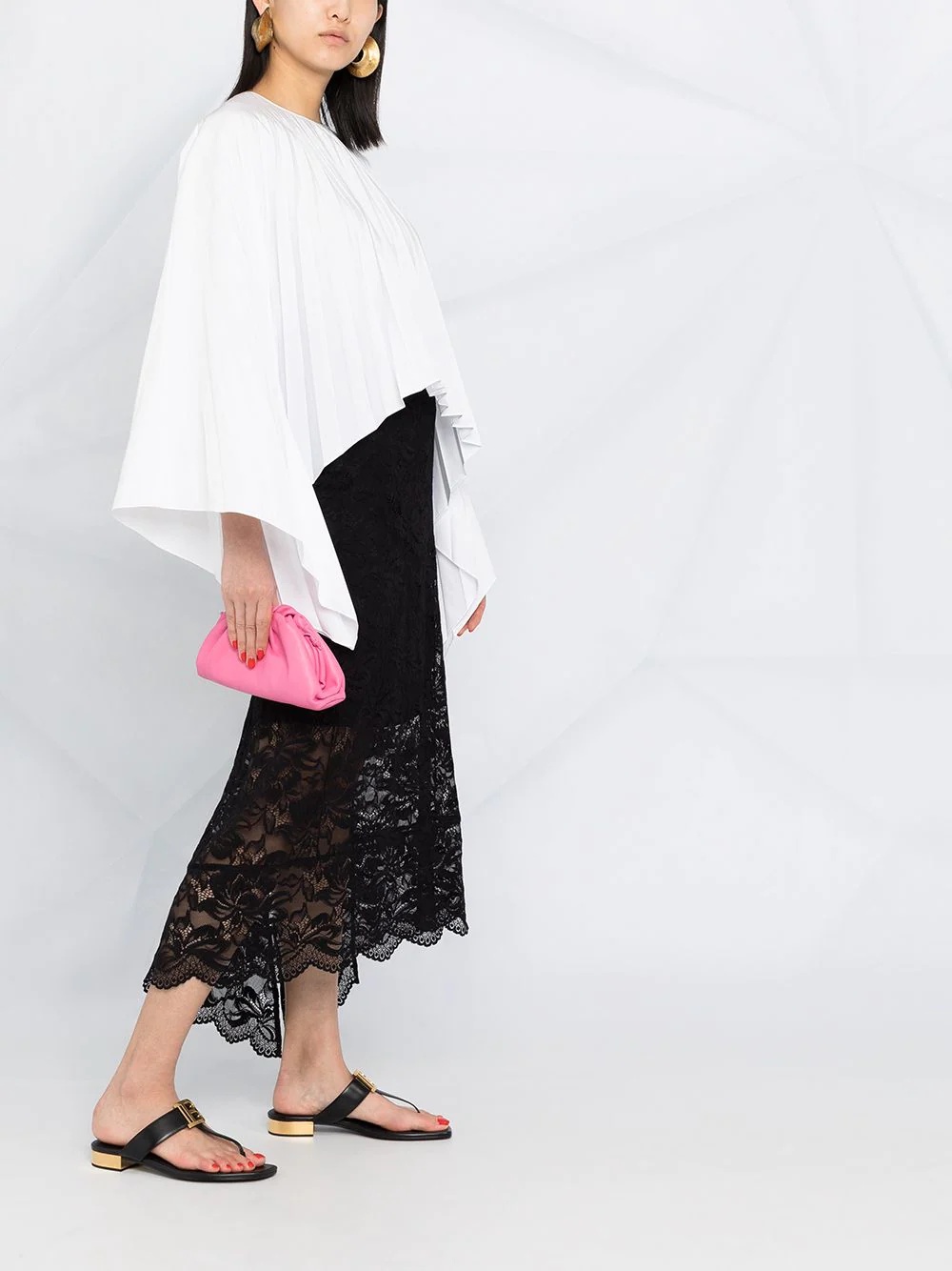 pleated bell-sleeves top - 4