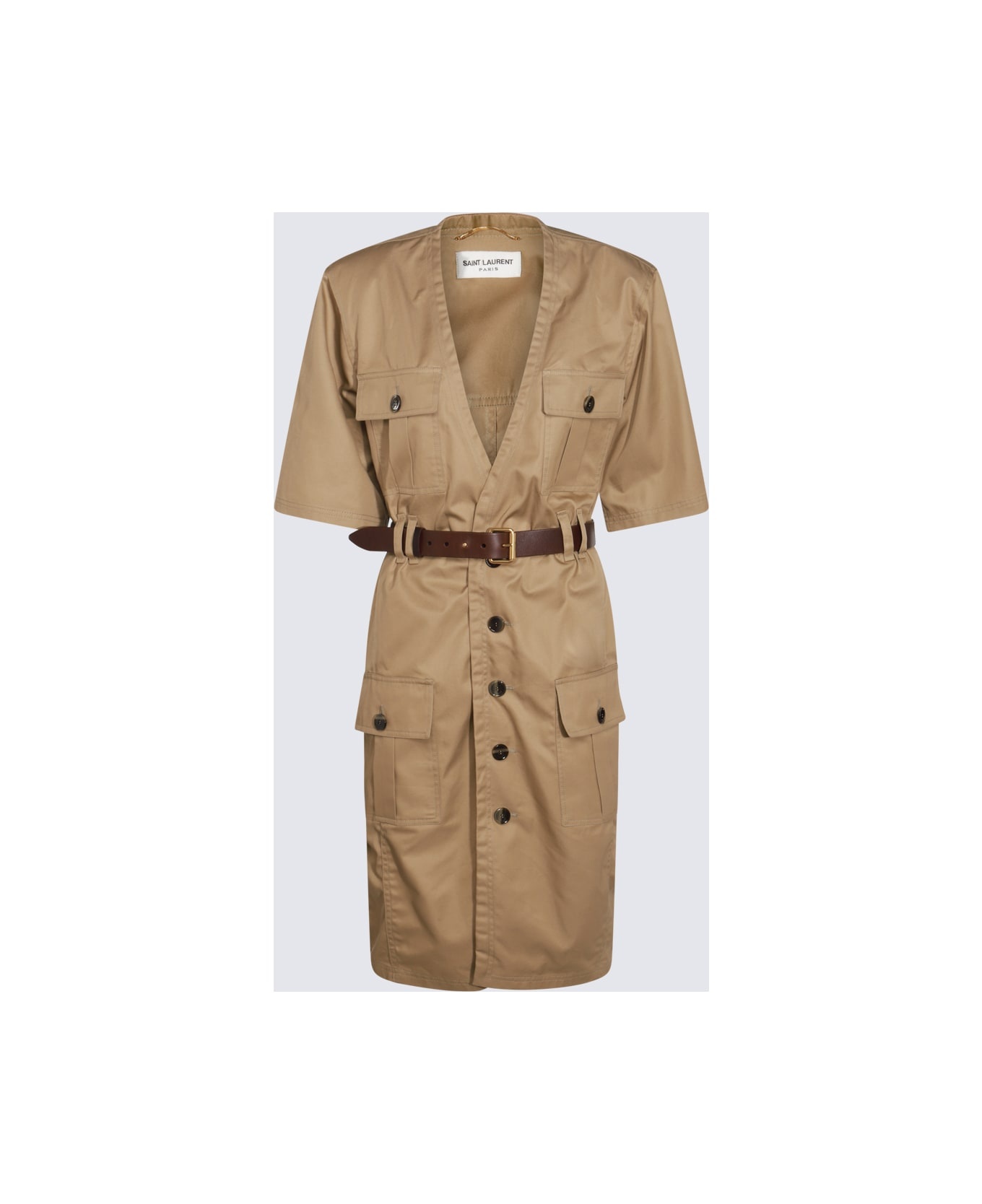 Beige Cotton Midi Dress - 2