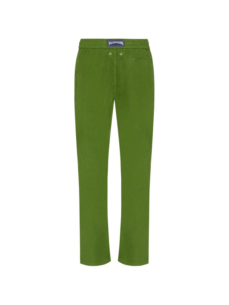 drawstring-waist linen trousers 4