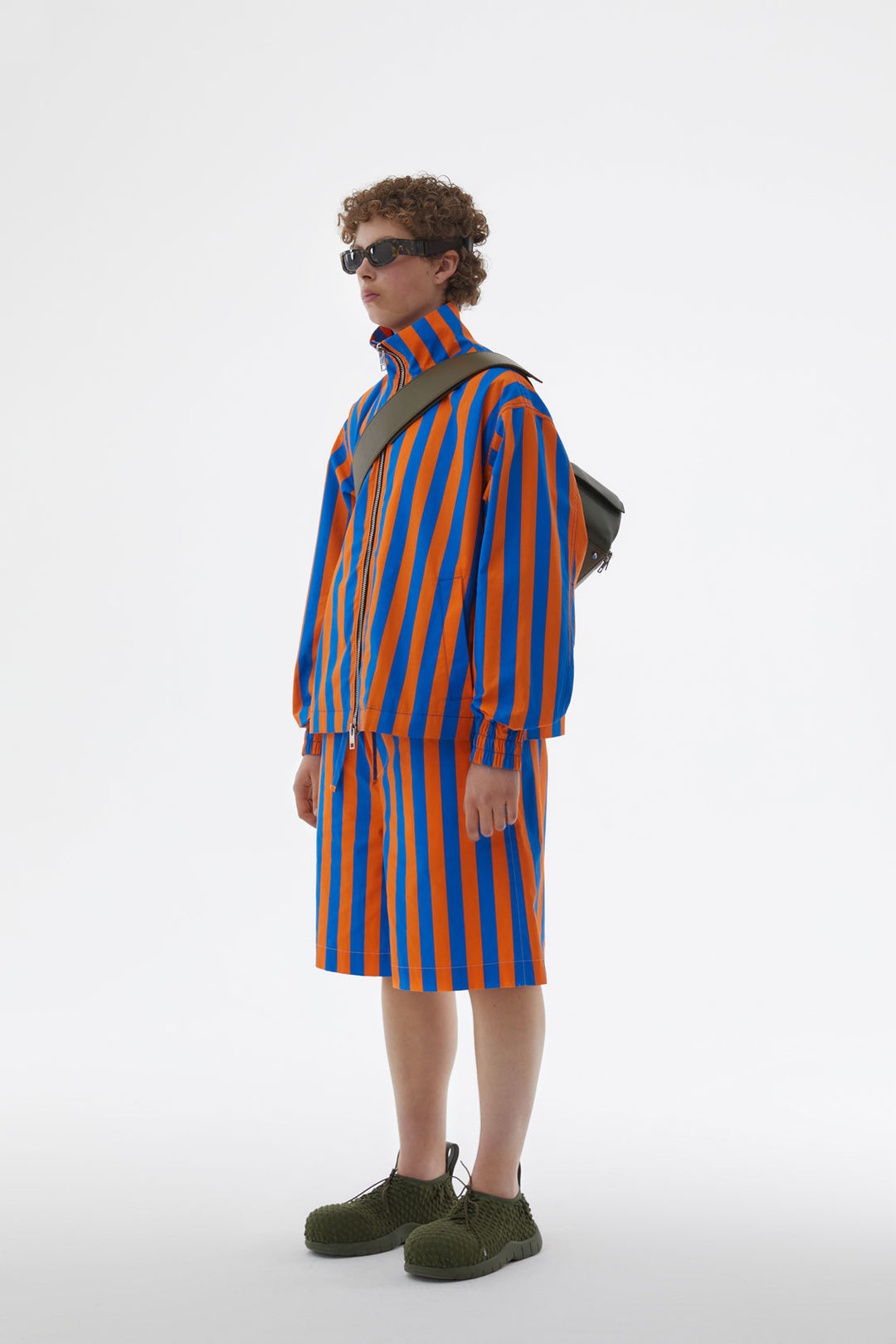 ORANGE & AZURE STRIPED BOMBER JACKET - 1