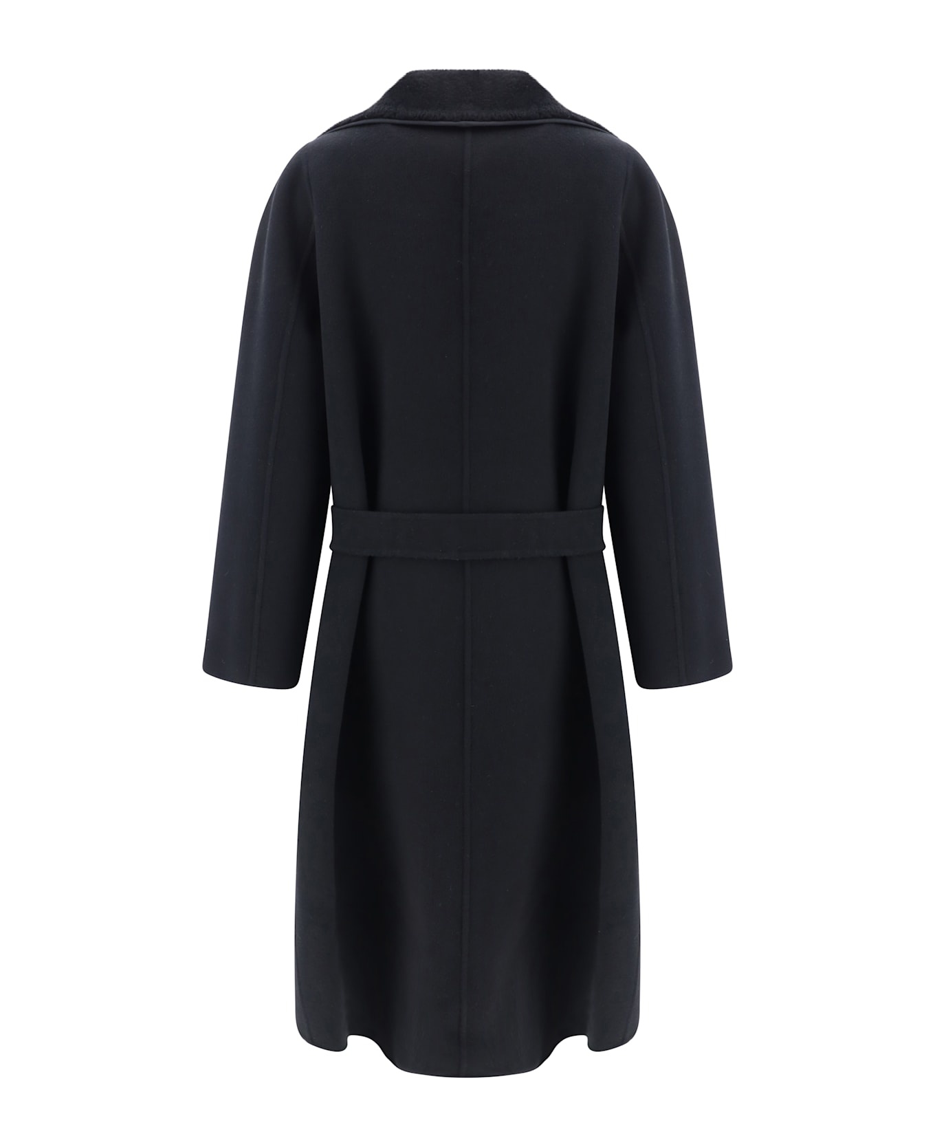 Black Wool Blend Coat - 2