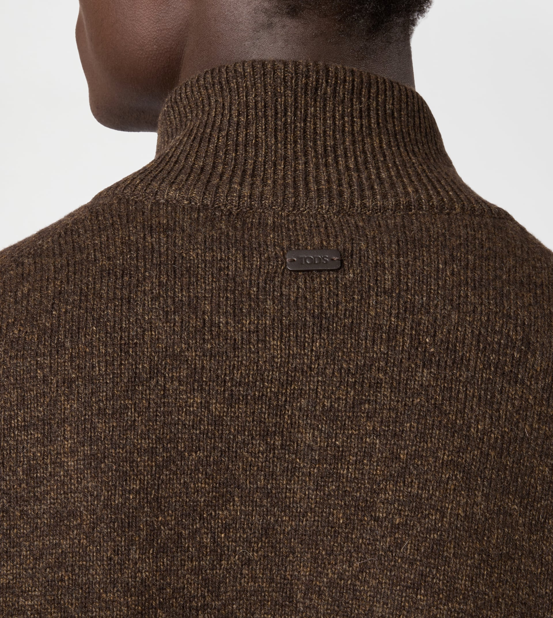 CASHMERE BLEND MOULINÉ CARDIGAN - BROWN - 5
