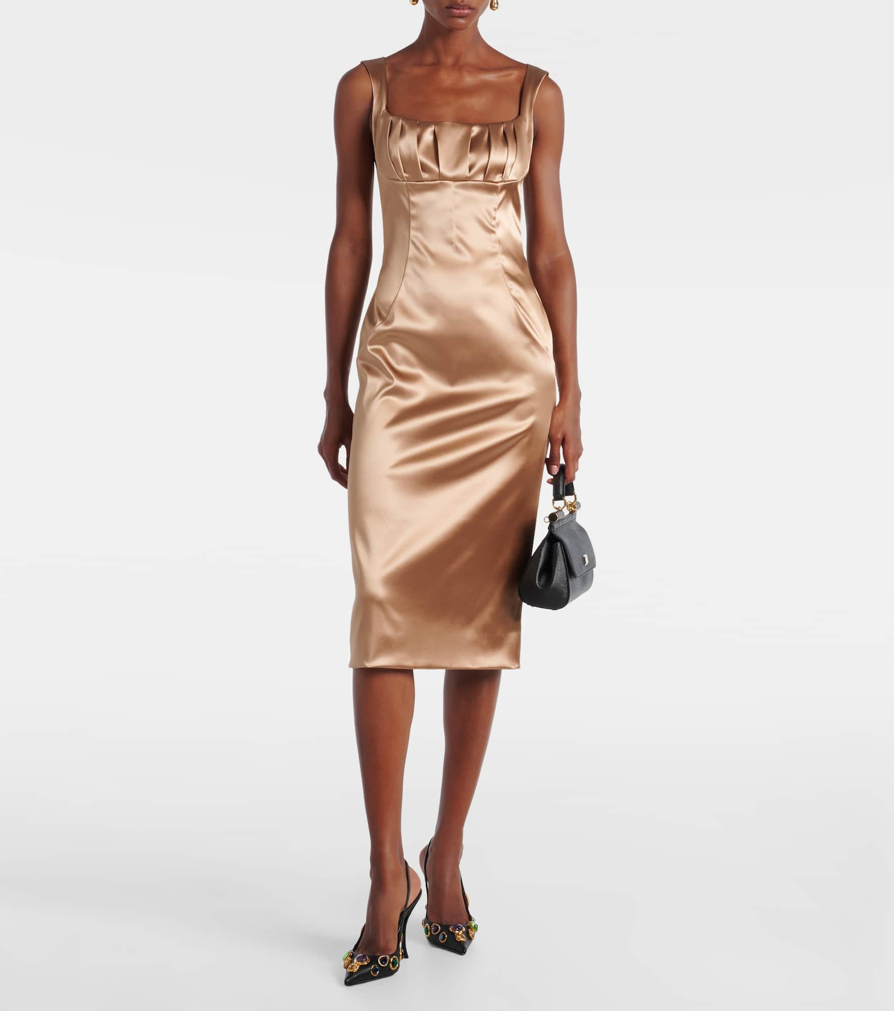 Pleated satin midi dress - 2
