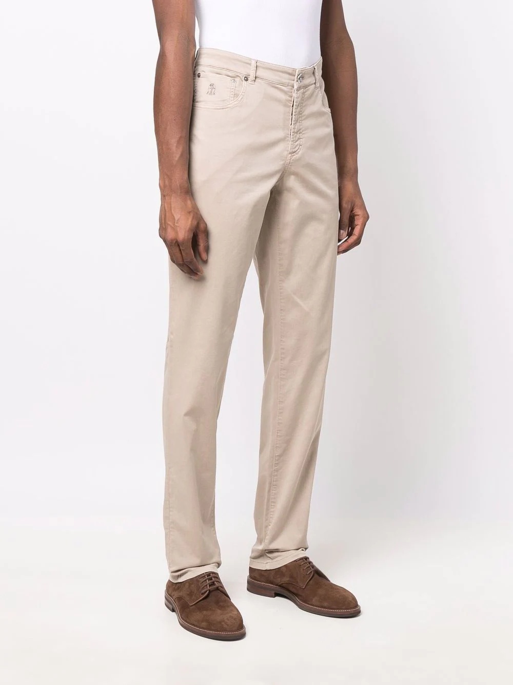 five-pocket cotton straight-leg trousers - 3