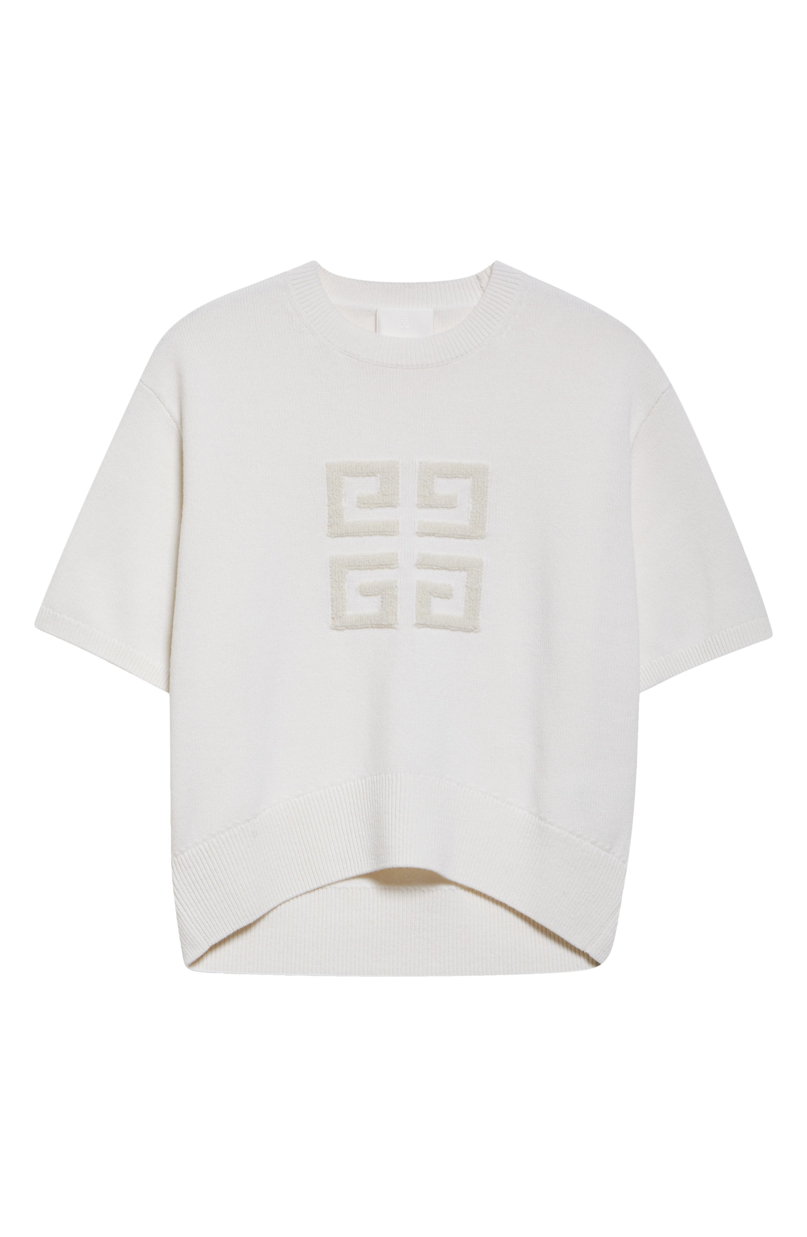 Givenchy 4G Logo Short Sleeve Cashmere Sweater in White/Beige at Nordstrom - 6