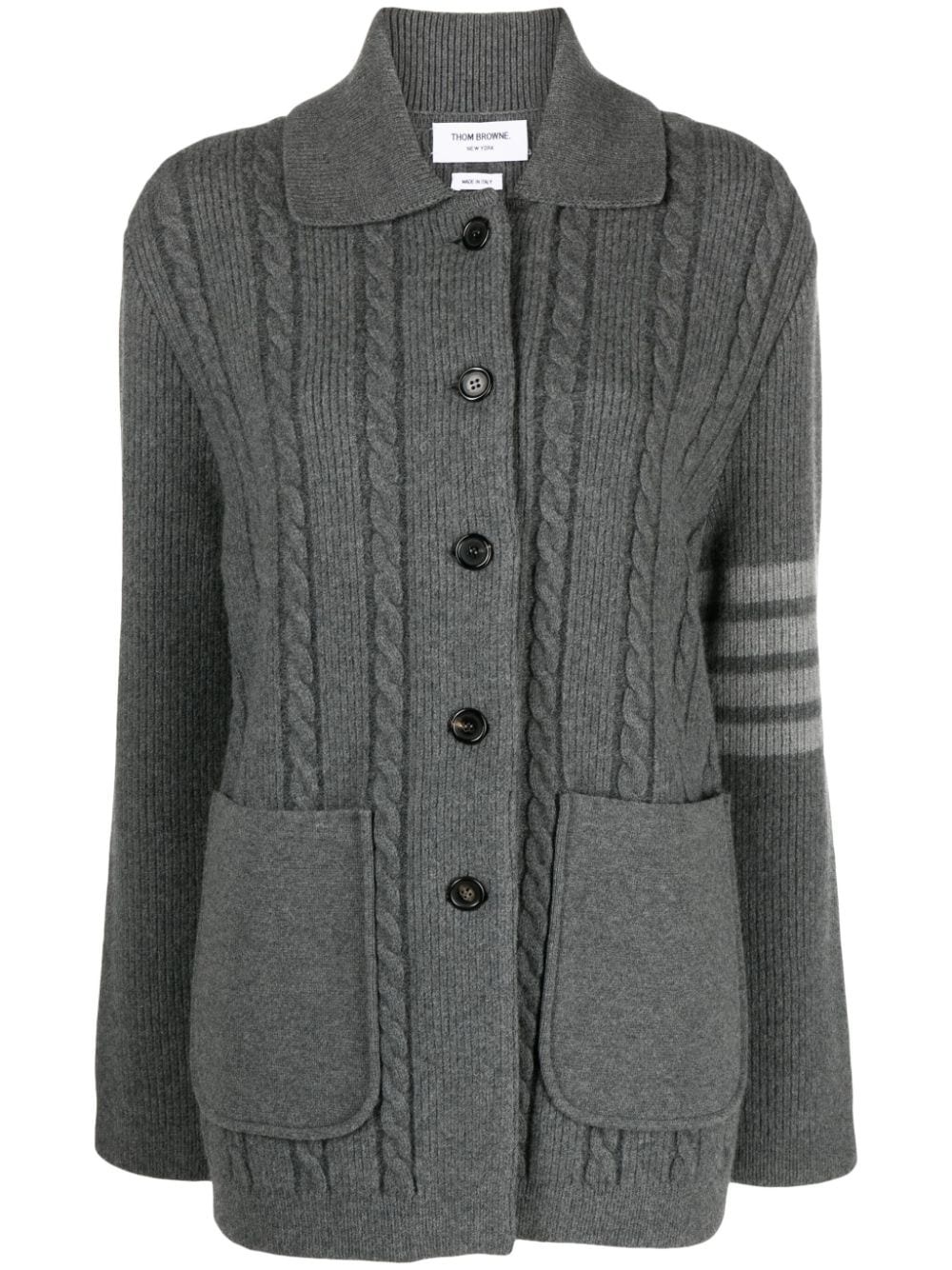 cable-knit bomber jacket - 1