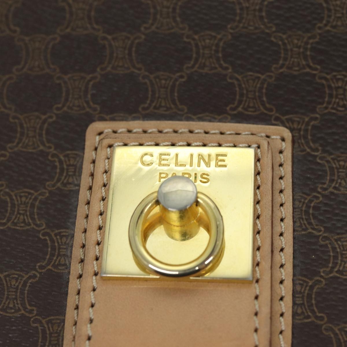 CELINE Macadam Canvas Shoulder Bag Pvc Brown - 14