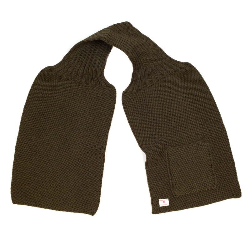 MA20102 Wool, Ribbed Muffler Olive 1