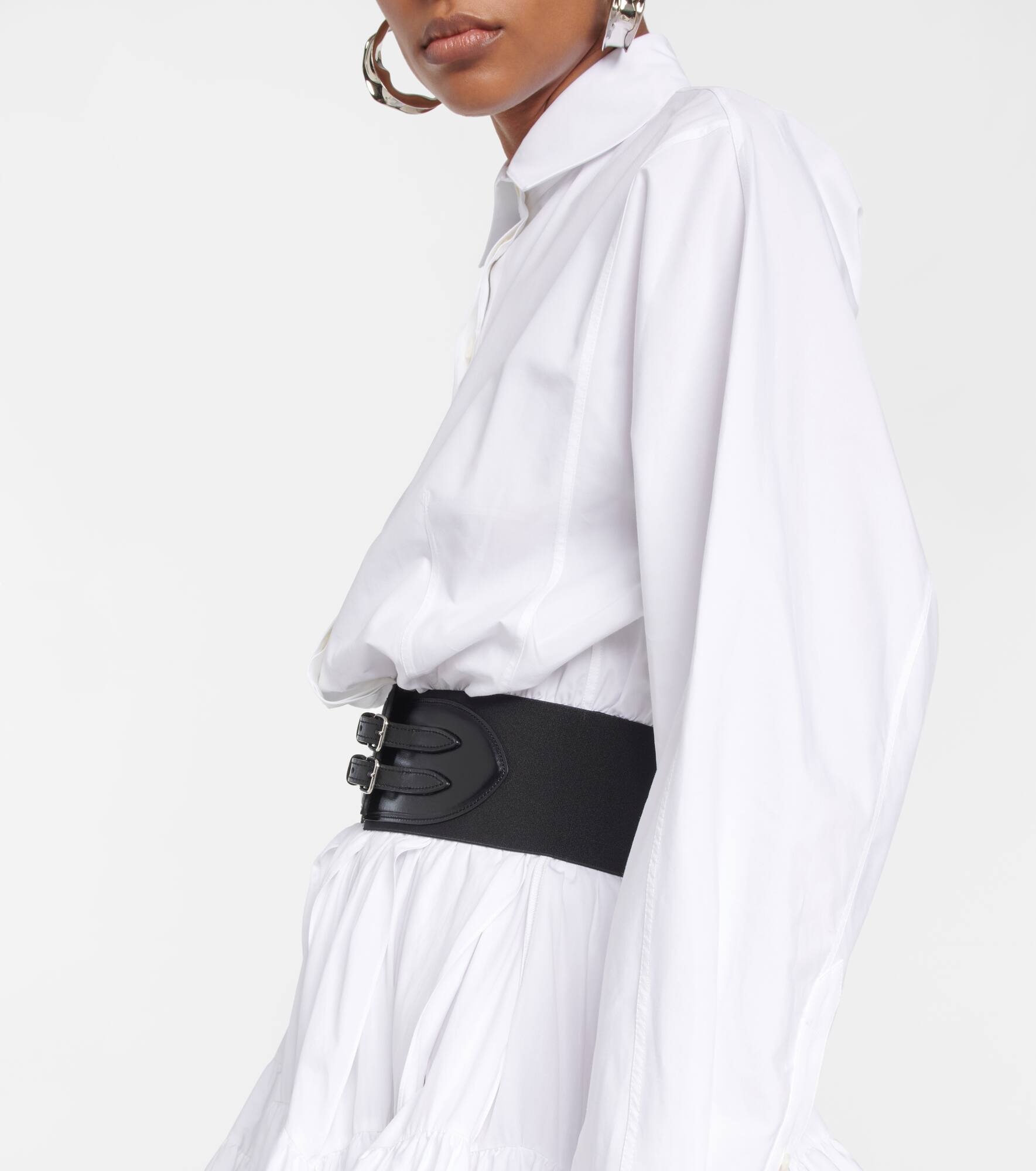 Belted cotton poplin shirt - 5