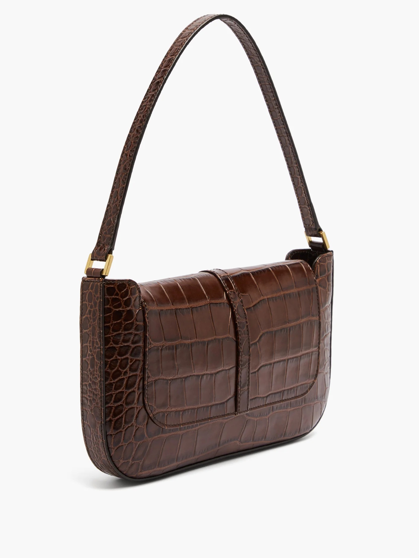 Miranda croc-embossed brown leather shoulder bag - 4