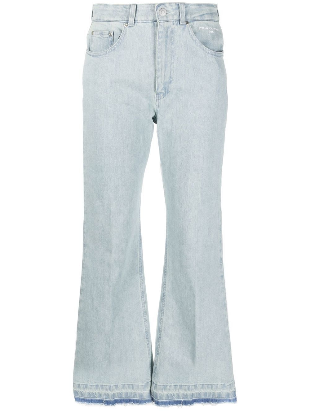 raw-edge kick-flare ankle-length jeans - 1
