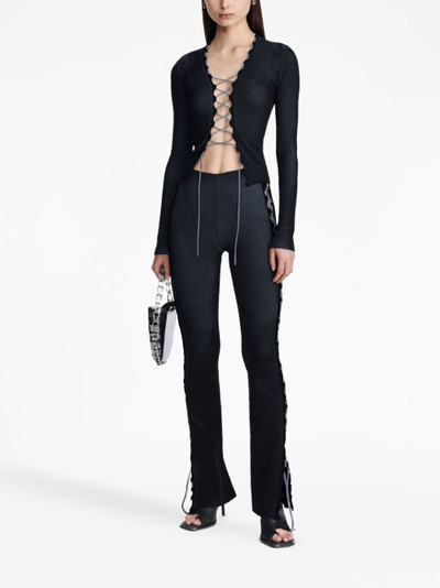 Dion Lee Bichrome ribbed lace-up cardigan outlook