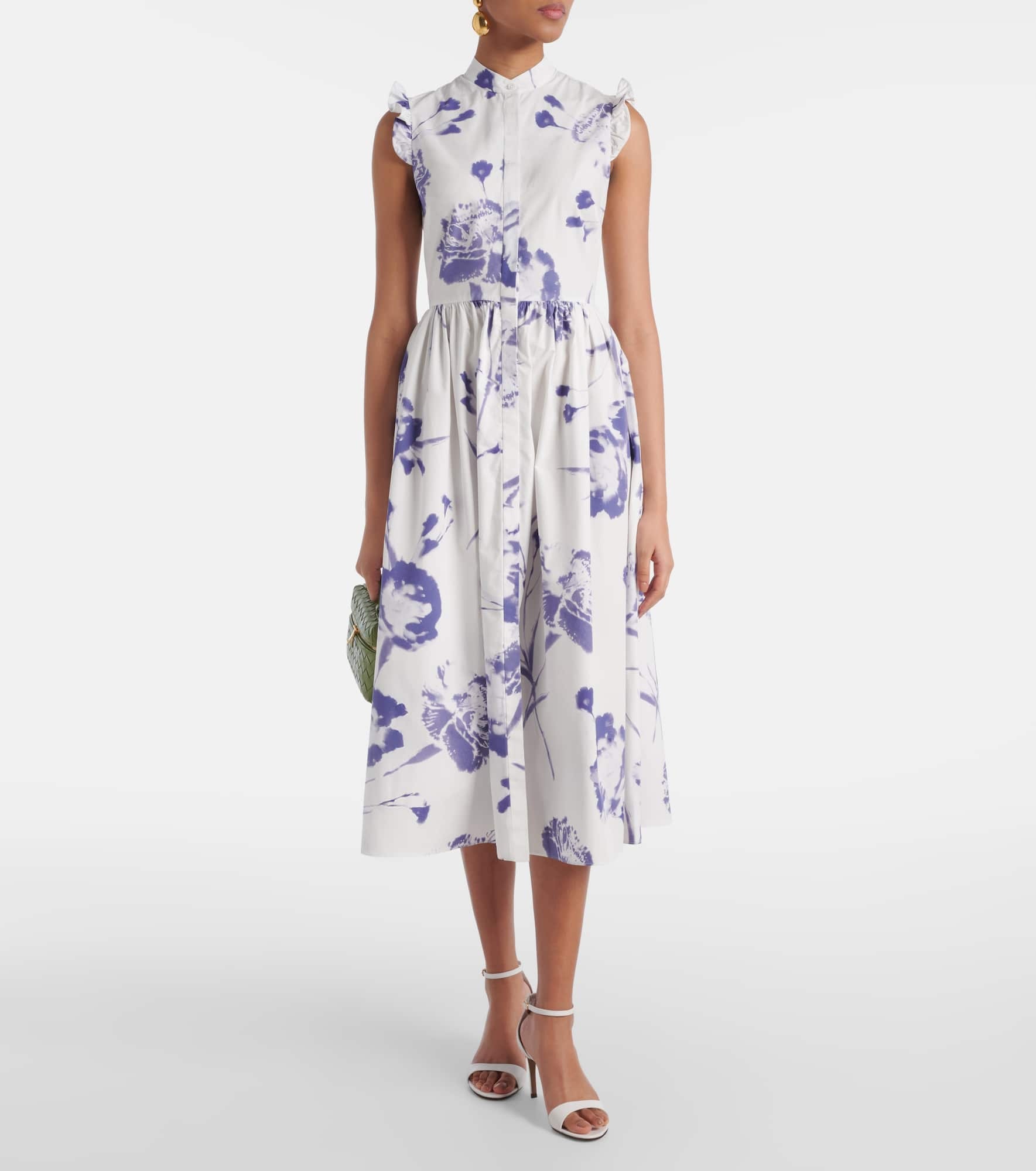 Floral cotton poplin midi dress - 2