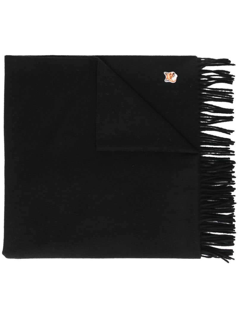 logo-patch fringed scarf - 1