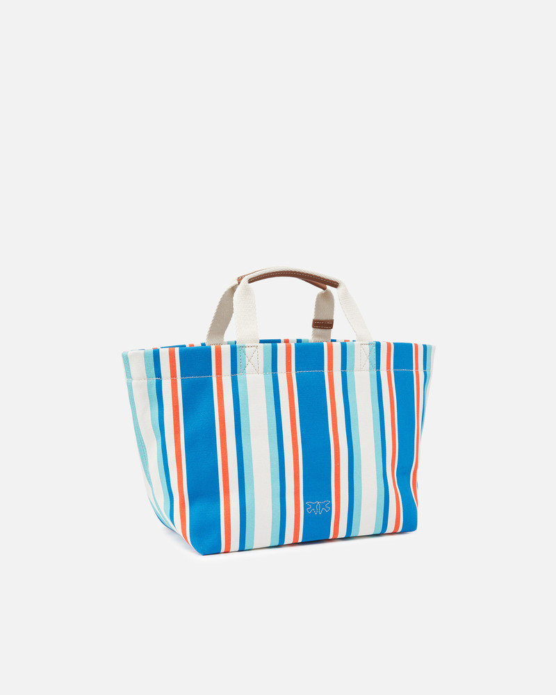 PINKO MEDIUM SHOPPER BAG IN STRIPED CANVAS outlook