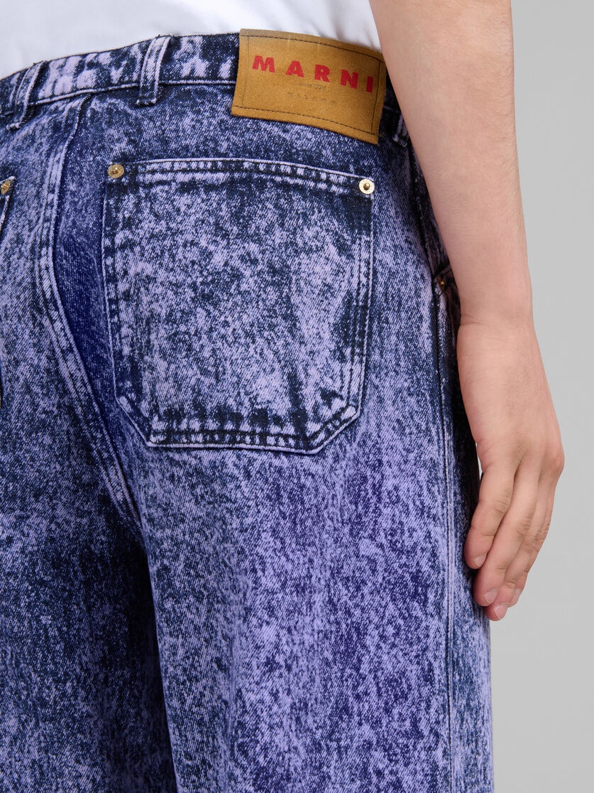 BLUE MARBLE-DYED DENIM JEANS - 4