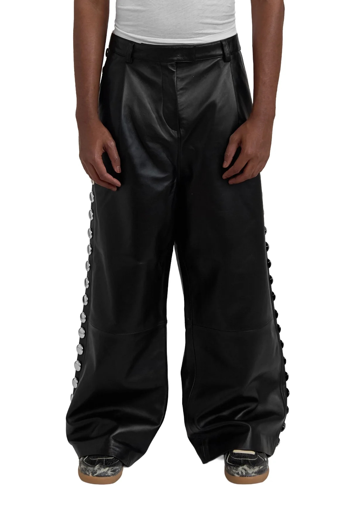 Vaquera Studded Leather Trousers Black - 4
