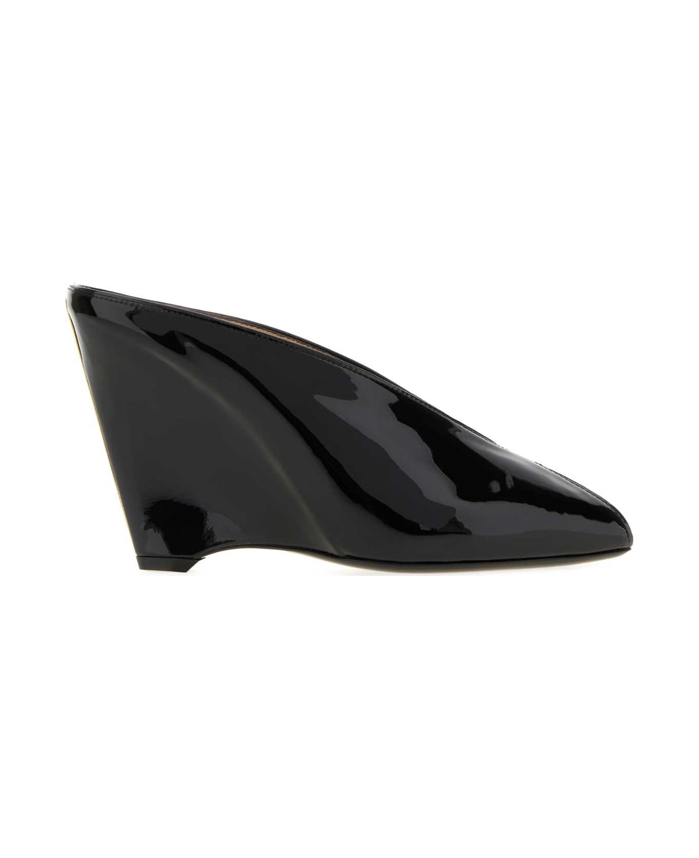 Black Leather Alicia Mules - 1