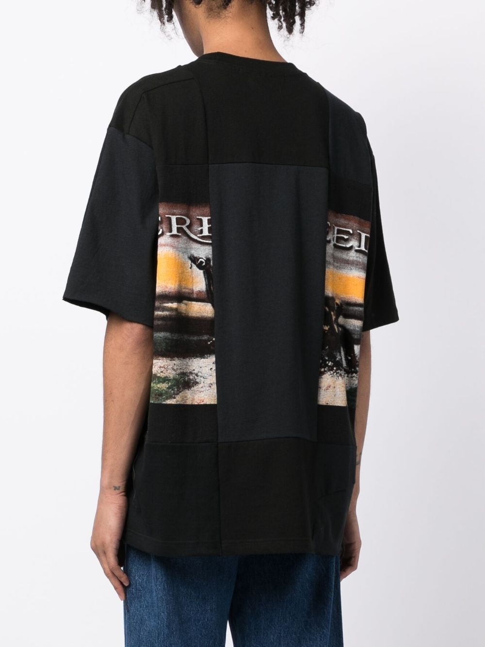 graphic-print panelled cotton T-shirt - 4