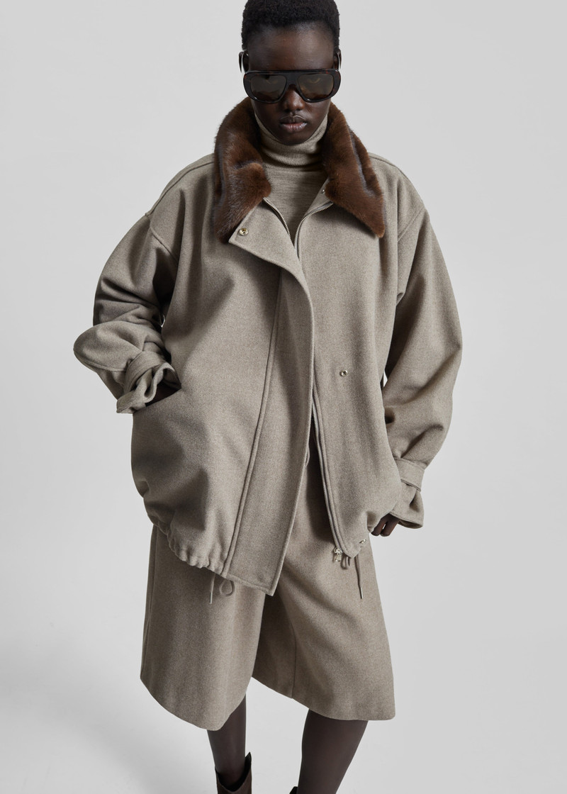 Hemavan Faux Fur Lined Jacket - Taupe 4