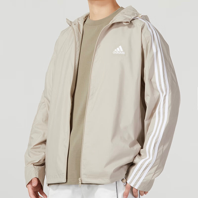 adidas 3-Stripes Windbreaker Jackets 'Beige' IJ8693 - 2