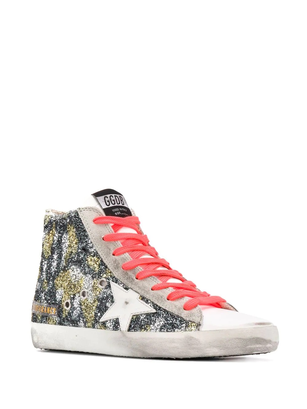 distressed-finish multi-panel design sneakers - 2