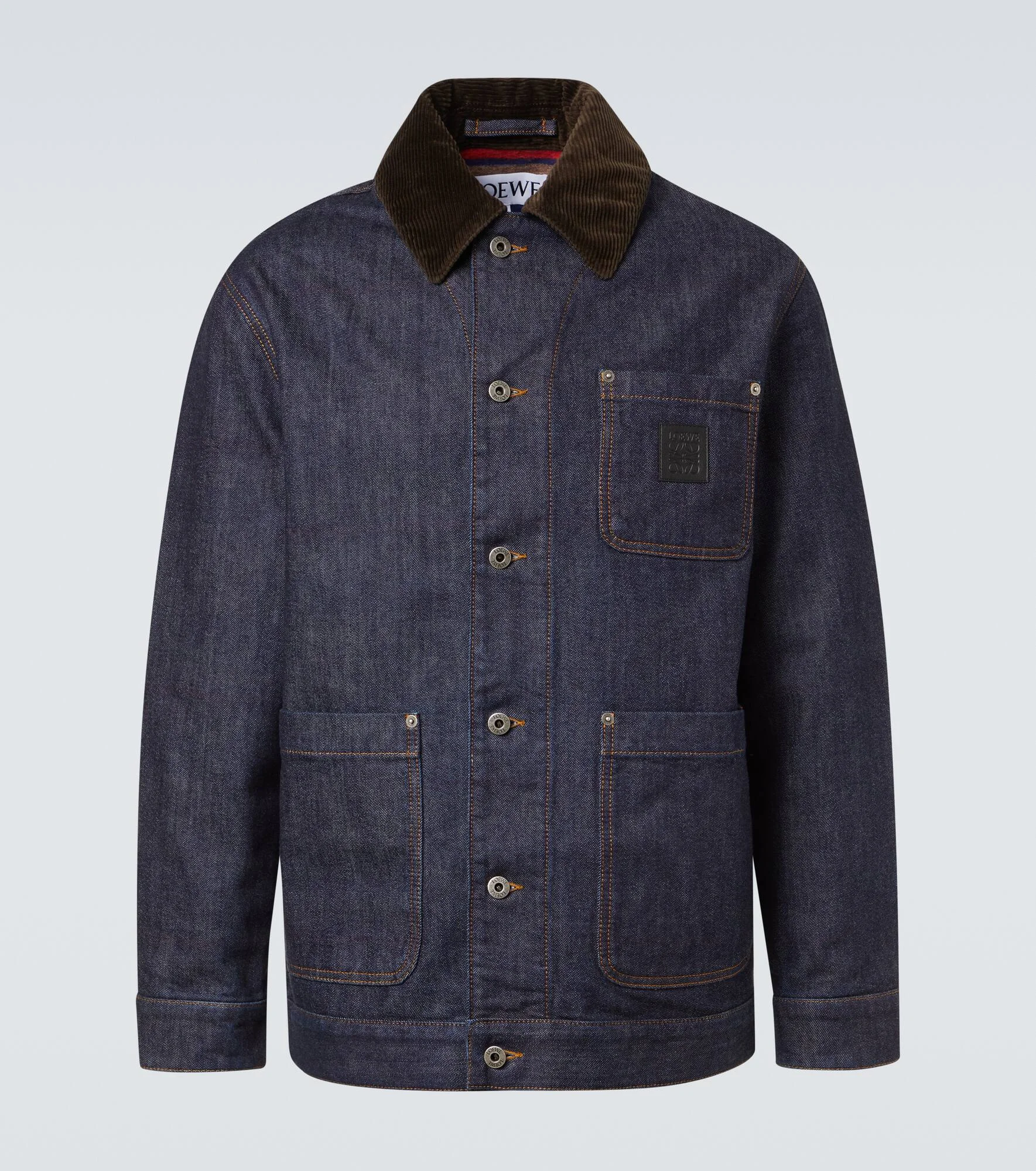 Corduroy-trimmed denim jacket - 1