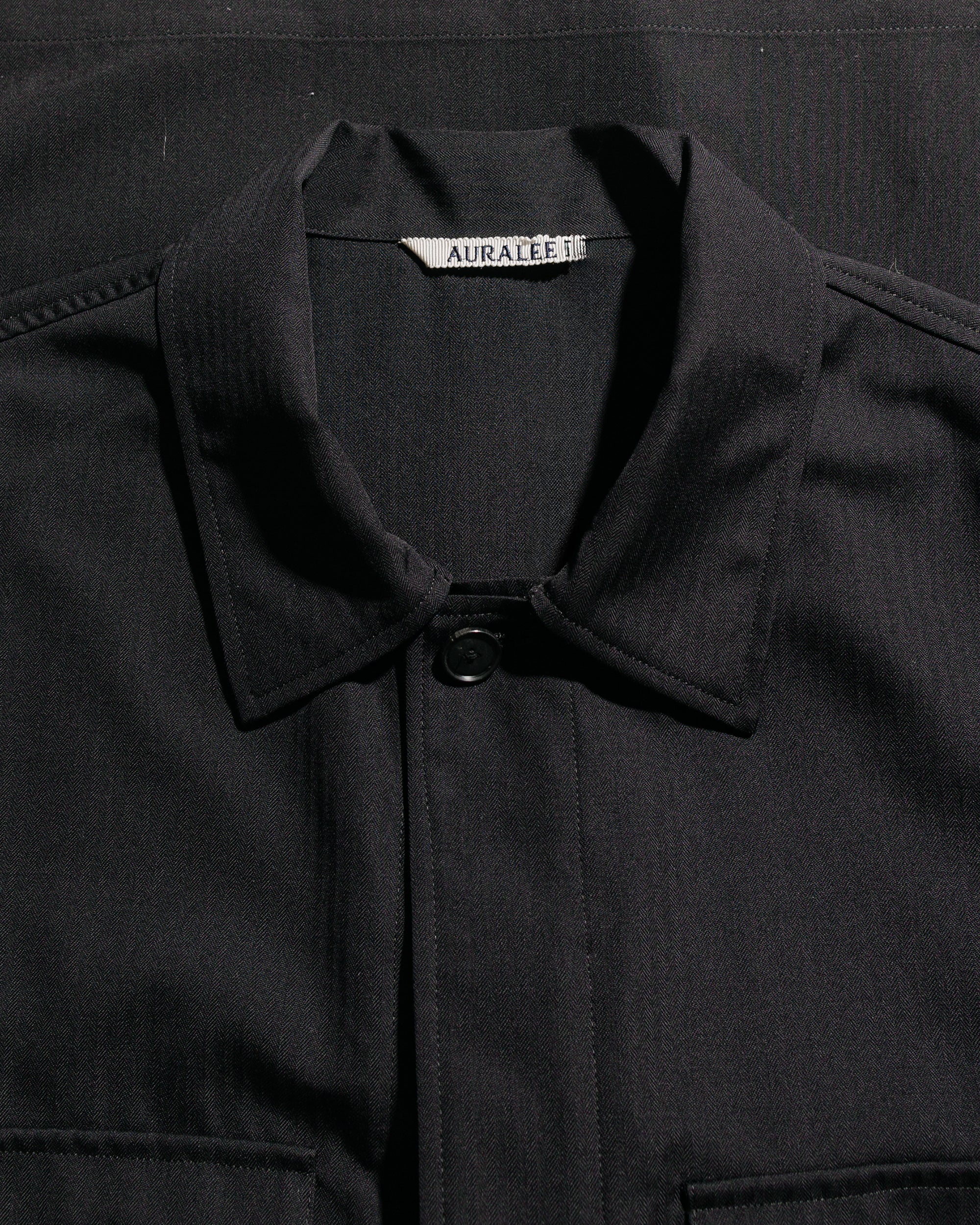 Wool Herringbone Over Shirt Black - 5