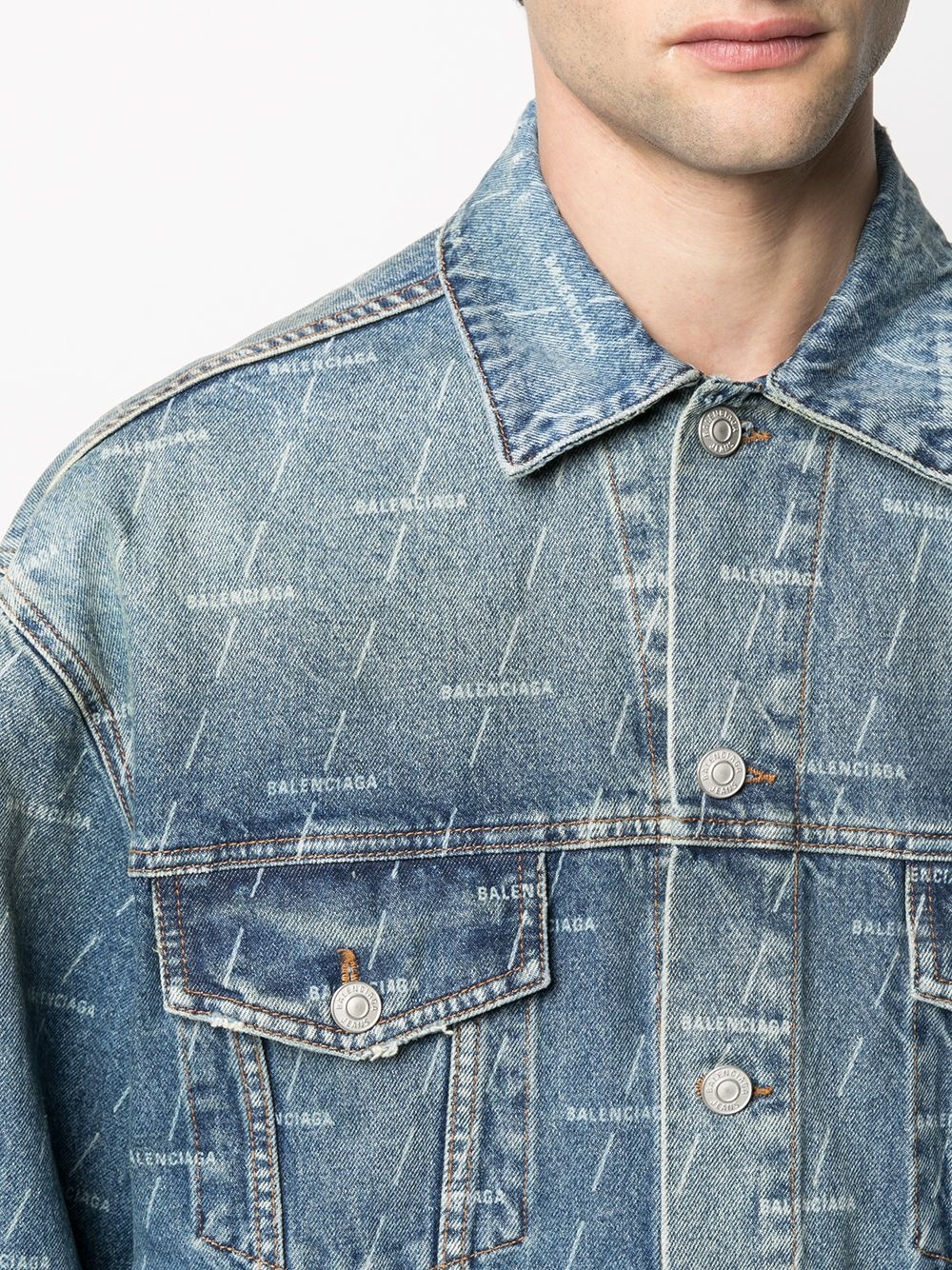 logo print denim jacket - 5