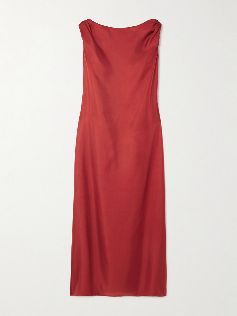 Moun Knotted Draped Silk-twill Midi Dress 1