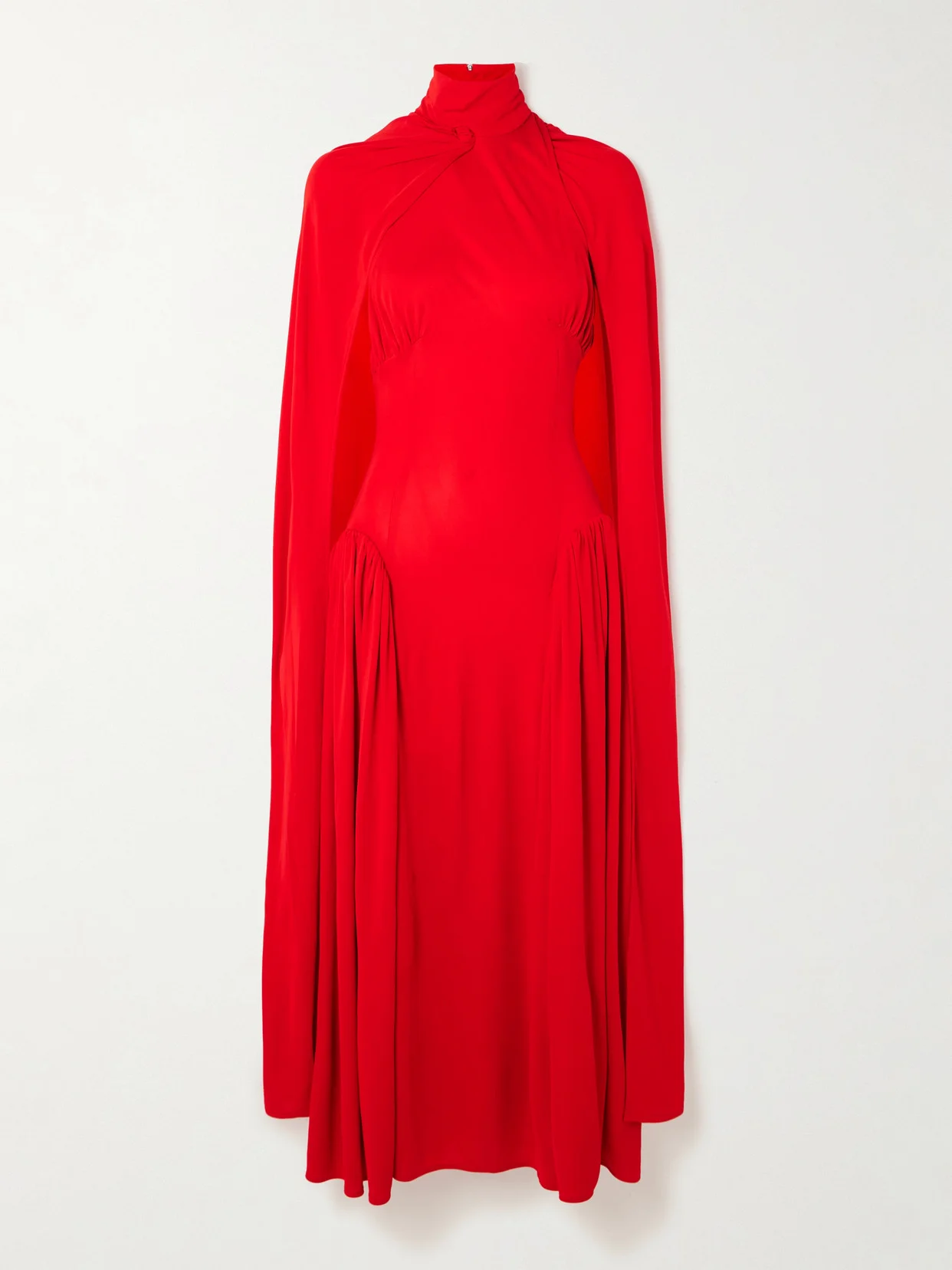 Rao Cape-effect Open-back Gathered Stretch-jersey Midi Dress - 1