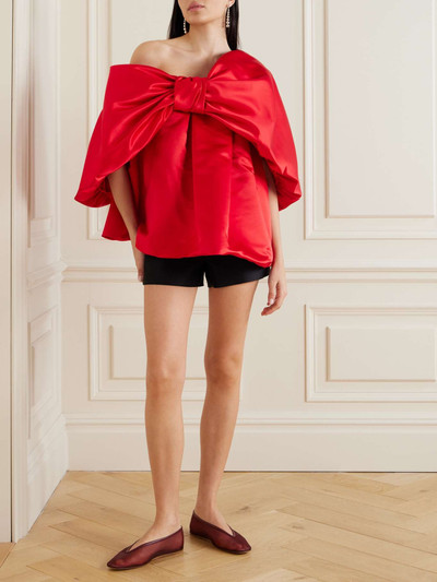 Simone Rocha Off-the-shoulder bow-embellished satin blouse outlook