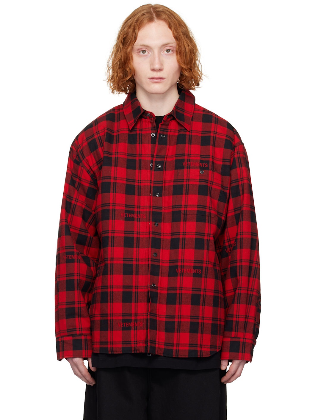Red Padded Flannel Overshirt - 1