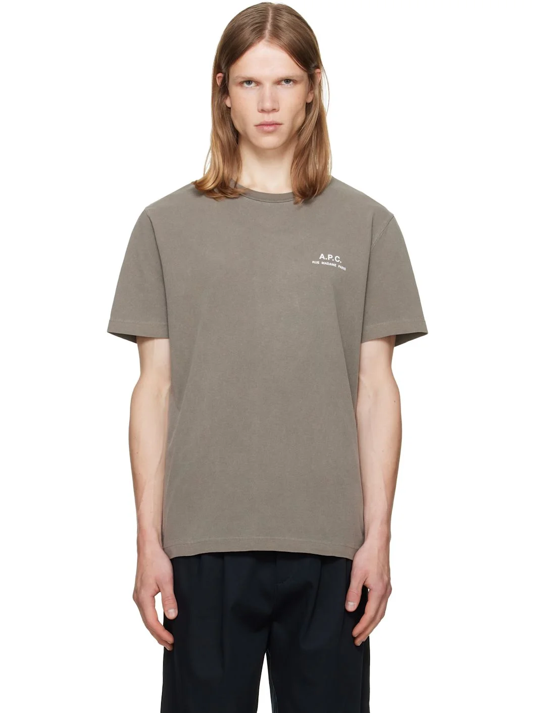 Gray 'A.P.C. Rue Madame' Logo T-shirt - 1